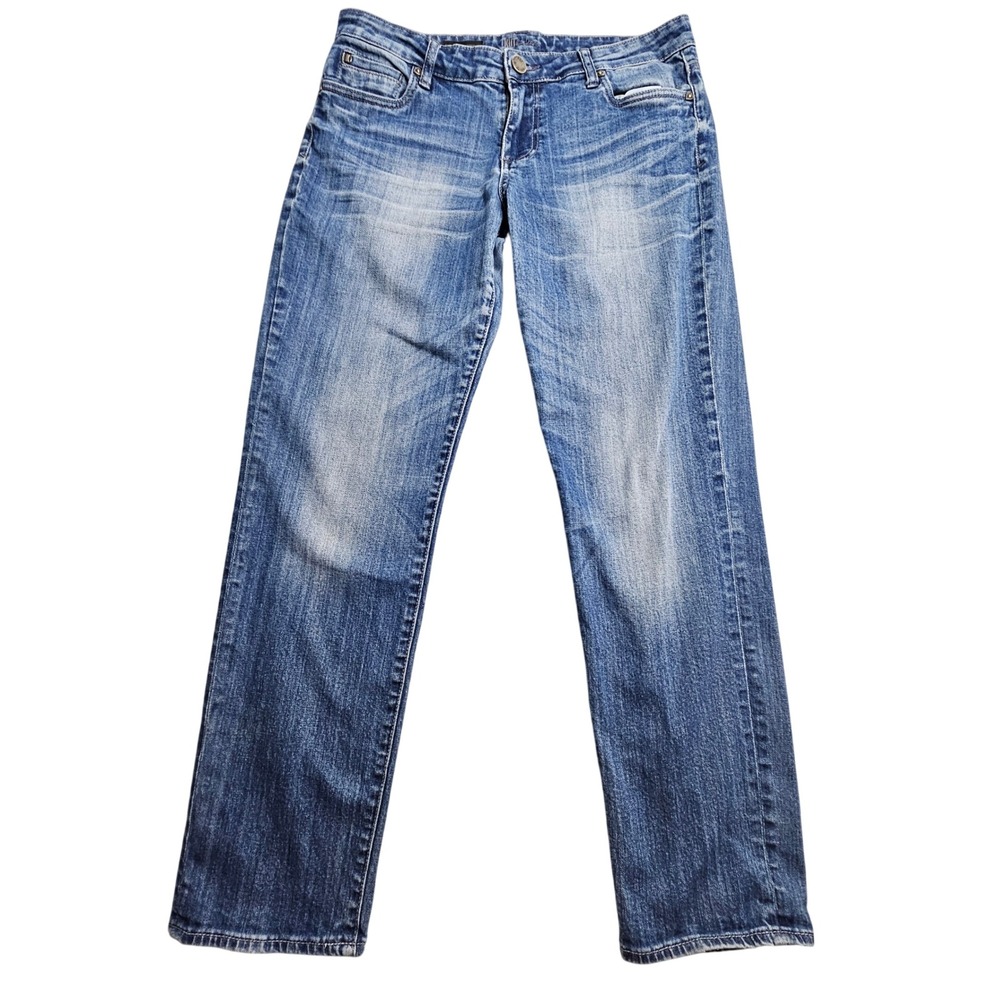 Kut from the Kloth Catherine Boyfriend Women 10 Blue Medium Wash Whiskered Jeans